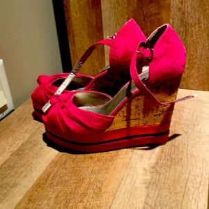 Pink blue orange and blue. Wedges Never worn